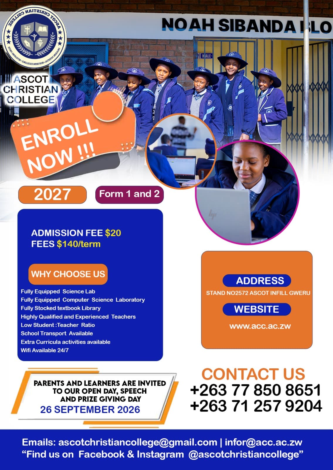 Ascot Christian College - School Admission Advert